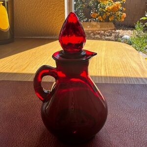 Vintage Avon Ruby Red Glass Decanter Cologne Perfume Bottle with Stopper